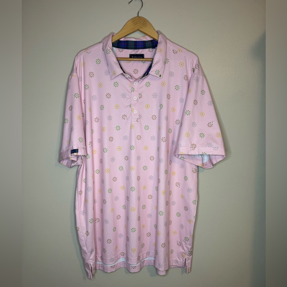 William Murray Pink Printed Golf Polo Shirt Men's XXL